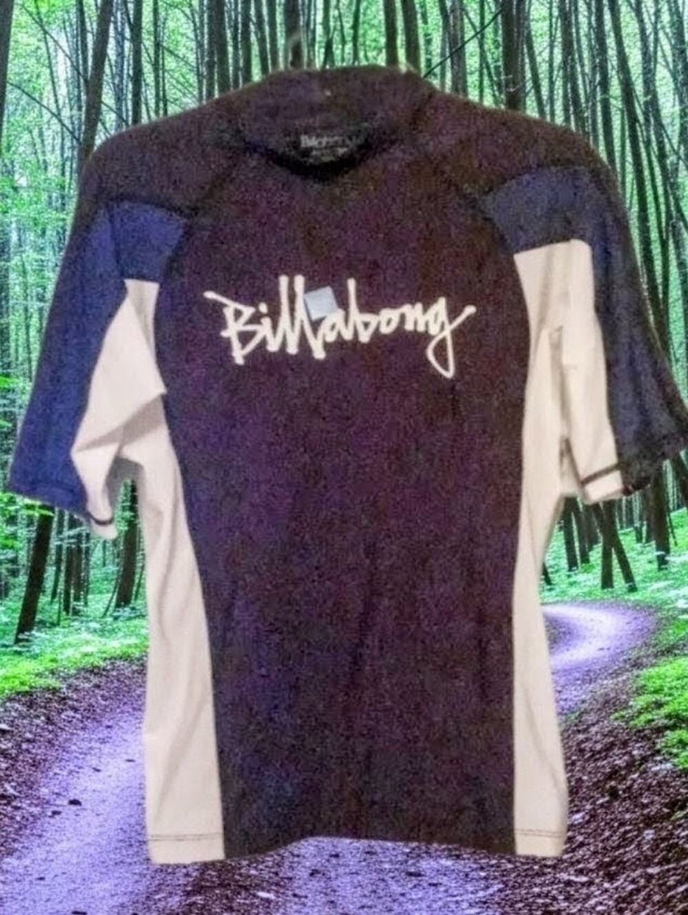 BILLABONG Men's Black And White Activewear Biking/Jogging SPF 50+ Top